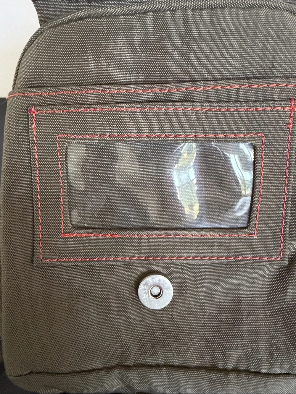 Baggallini Olive Green Crossbody Bag Orange Stitching Travel Organizer
